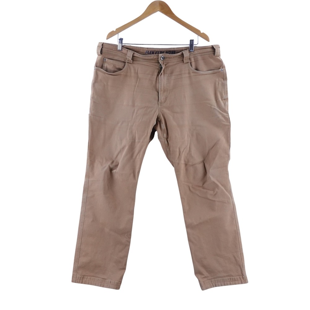 Duluth Trading Co Mens 40x32 Flex Fire Hose Relaxed Fit Pants Tan Khaki